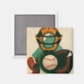 Sporthonkbalspeler, Catcher met Mitt Magneet (Voorkant / Achterkant)