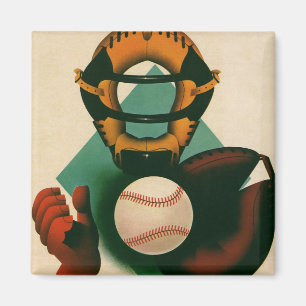 Sporthonkbalspeler, Catcher met Mitt Magneet