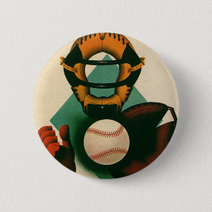 Sporthonkbalspeler, Catcher met Mitt Ronde Button 5,7 Cm