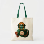 Sporthonkbalspeler, Catcher met Mitt Tote Bag (Voorkant)