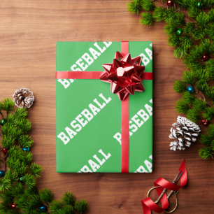 Sportief atletisch helder groen wit BASEBALL tekst Cadeaupapier