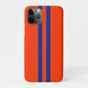 Sportief blauw en oranje strepenpatroon iPhone 11 pro hoesje