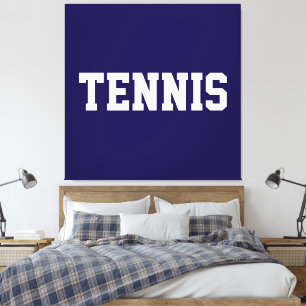 Sportief Cadeaublauw Wit TENNIS Tekst Canvas Afdruk