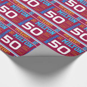 Sportief gepersonaliseerde naam 50e verjaardag kid cadeaupapier