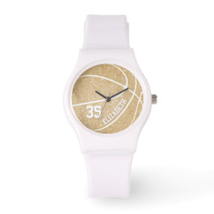 Sportief gouden meisjes basketbal gepersonaliseerd horloge