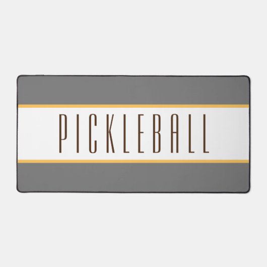 Sportief Grijs Wit Racing Stripes PICKLEBALL Tekst Bureaumat (Voorkant)