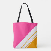 Sportief Helder Roze Sinaasappel Wit Racing Stripe Draagtas (Achterkant)