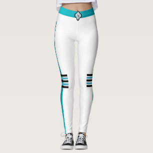 Sportief Monogram 1 Design-Aqua Blauw & Zwart Wit Leggings