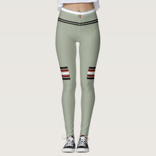 Sportief Monogram 1 Design-Grijs/Rood Zwart & Wit Leggings