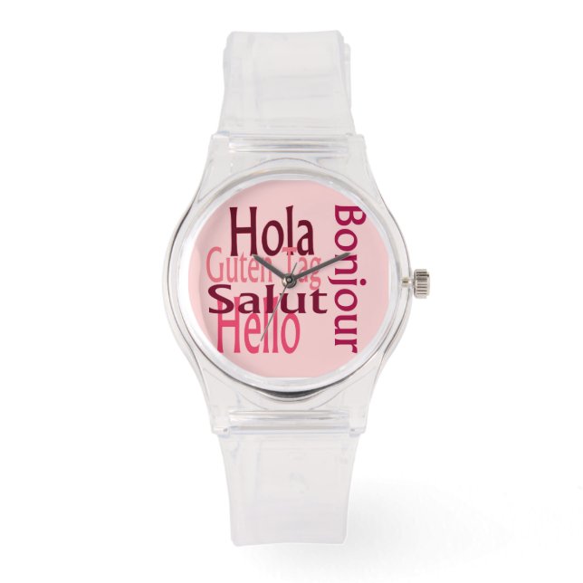 Sportief roze horloge (Voorkant)