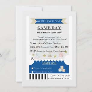 Sportief Ticket Geslacht Reveal Uitnodiging