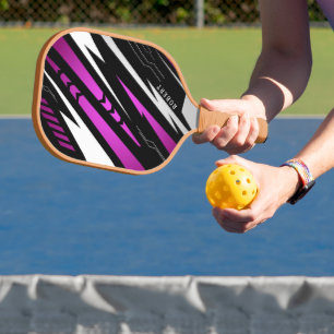 Sportieve Achtergrond Paarse Wit en Zwart Monogram Pickleball Paddle