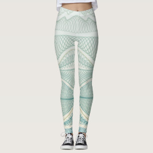 Sportieve Aqua White Crazy Patroonlijnen en wervel Leggings