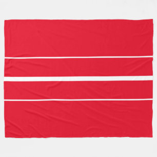 Sportieve Atletische Helder Rood Wit Racing Stripe Fleece Deken