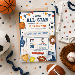 Sportieve Baby Shower MVP Thema Basketbal Voetbal Kaart