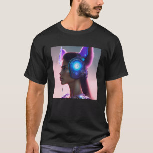 Sportieve chique rebel vrouw kat wolf hond oren to t-shirt