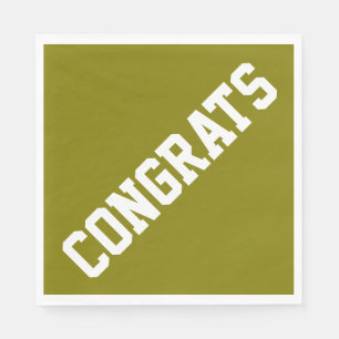 Sportieve CONGRATS tekst op gouden olijf Servet