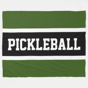 Sportieve Forest Green Black White PICKLEBALL Stri Fleece Deken