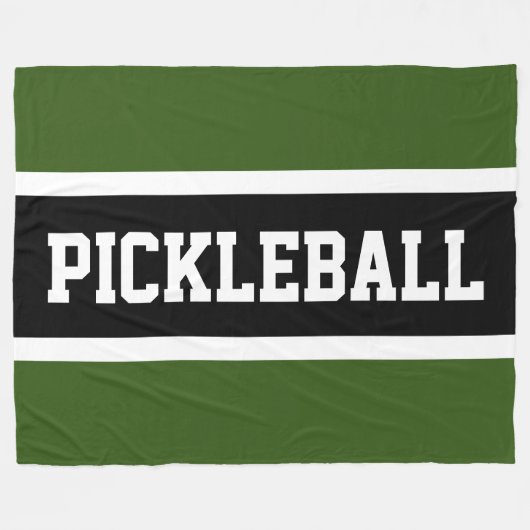 Sportieve Forest Green Black White PICKLEBALL Stri Fleece Deken (Voorkant (Horizontaal))