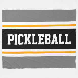 Sportieve grijze zwarte oranje PICKLEBALL-racestre Fleece Deken