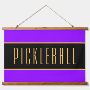 Sportieve Heldere Paarse Strepen Tall PICKLEBALL T Hangend Wandkleed