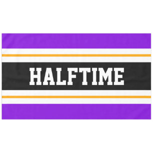 Sportieve Heldere Paarse Zwart Wit HALFTIME Stripe Tafelkleed