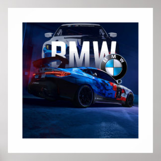 Sportieve illegale straatrace-auto poster