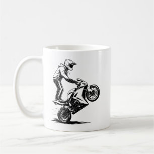 Sportieve motor stunt koffiemok
