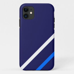 Sportieve Navy Slim Bright Blue White Racing Strip iPhone 11 Hoesje
