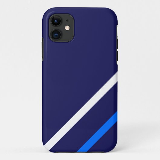 Sportieve Navy Slim Bright Blue White Racing Strip Case-Mate iPhone Case (Achterkant)