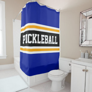 Sportieve PICKLEBALL Deep Blue Black Racing Stripe Douchegordijn