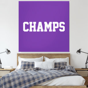 Sportieve sportieve CHAMPS Witte tekst op vette pa Canvas Afdruk