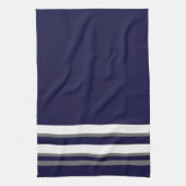 Sportieve Stripes-Blauw grijs & wit ontwerp Theedoek (Verticaal)