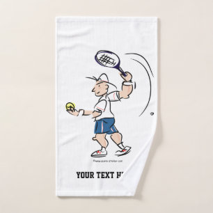 Sportieve tennisspeler cartoon gepersonaliseerd handdoek