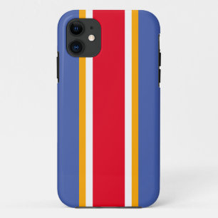 Sportieve vet rood wit blauw geel Racing Stripes iPhone 11 Hoesje