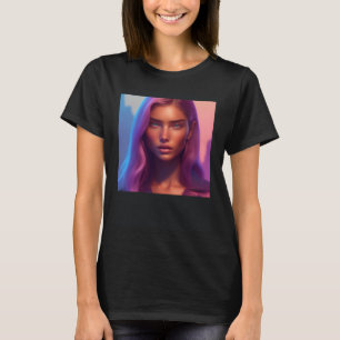 Sportieve vrouw modellerende fotoshoot eiland para t-shirt