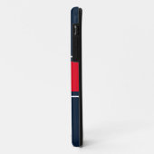 Sportieve Wide Helder Rood Wit Navy Racing Stripes Case-Mate iPhone Case (Achterkant/links)