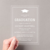 Sportieve witte afstudeerfeest uitnodiging acryl uitnodigingen (Insitu (Draagbaar))