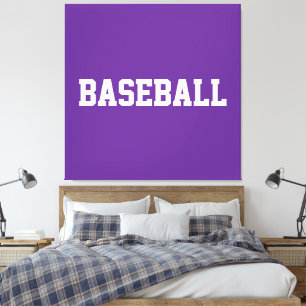 Sportieve witte BASEBALL-tekst in vet lettertype o Canvas Afdruk