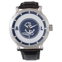 Sportieve zeeman stijl, aangepaste Initialen, naut Horloge
