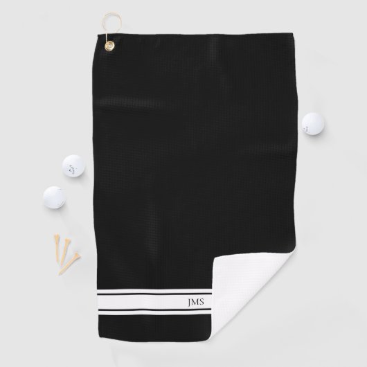 Sportieve zwarte Monogram Golf Handdoek (Insitu)