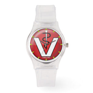 Sportif avec le vétérinaire rose de montre de