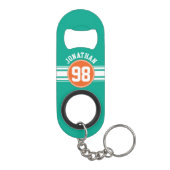 SportJersey Stripes Emerald & Oranje Name Number Mini Flessenopener (Achterkant)