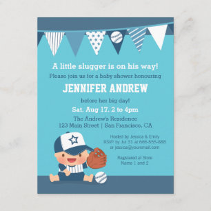 Sportjongen Blue Baseball Baby Shower-uitnodiginge Kaart