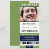 Sportkaartje Graduation Party nodigt uit Kaart (Voorkant / Achterkant)