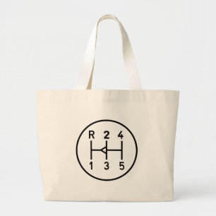Sportkeuzeknop voor auto's, schakelschema grote tote bag