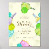 Sportliefhebber Waterverf Pickleball Thema Bruidsg Poster (Voorkant)