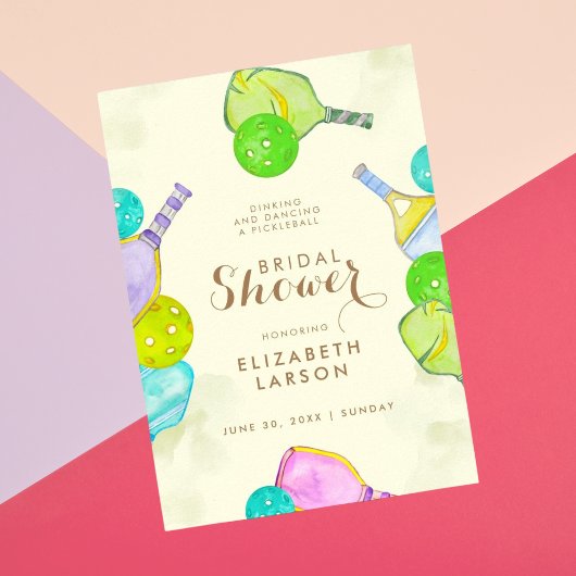 Sportliefhebber Waterverf Pickleball Thema Bruidsg Poster
