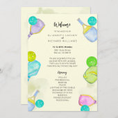 Sportliefhebber Waterverf Pickleball thema bruilof Programma (Voorkant / Achterkant)