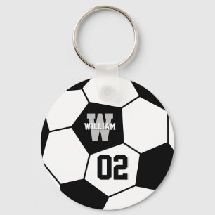 Sportmonogram zwart-wit Voetbal Sleutelhanger